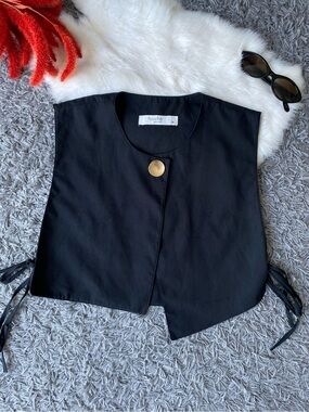 Touché Privé Black Asymmetrical Tie-Side Vest